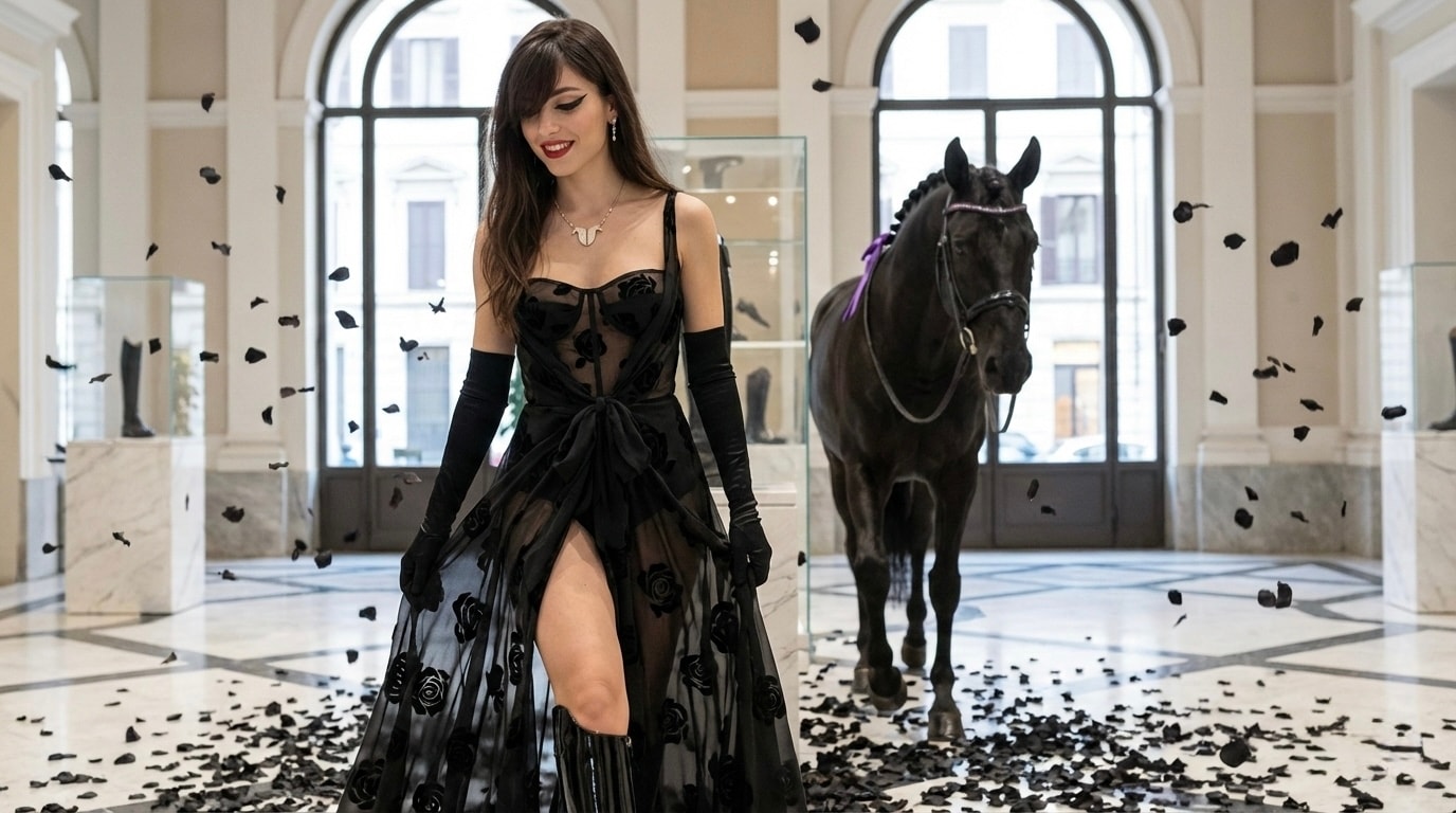 Dardant Black 
Petals Roses 
Cocktail Dress